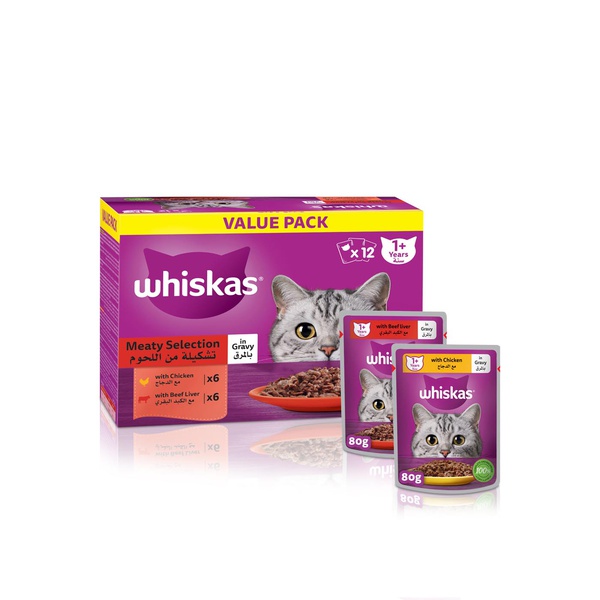 Whiskas Meat Selection Wet Cat Food 80g 12 Pack