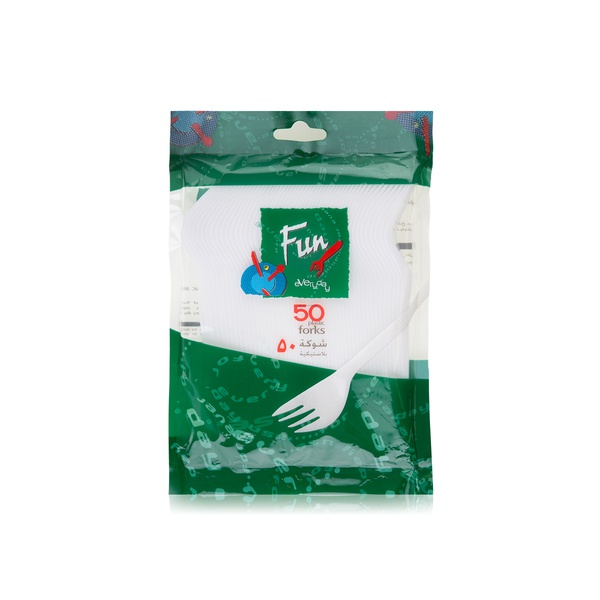 اشتري Fun plastic fork white 50 pack في الامارات