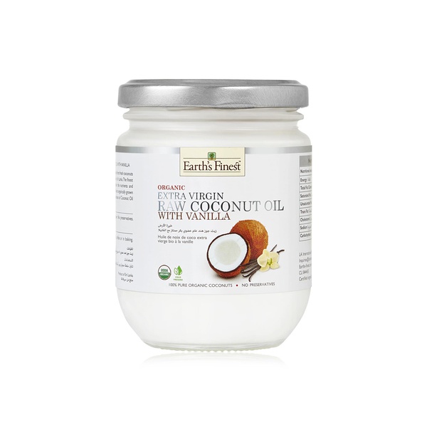Buy Earths Finest organic coconut oil with vanilla 200ml in UAE
