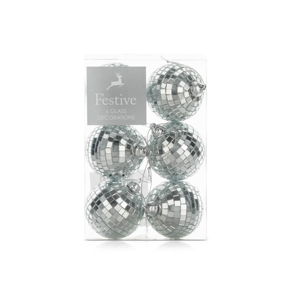 Festive Mirror Balls Silver 6cm x 6