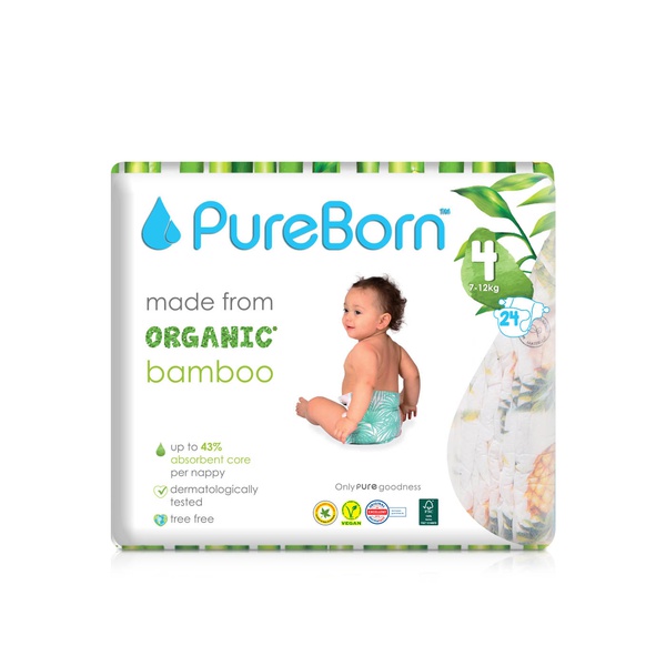Pureborn Size 4 Nappies 7-12kg x 24