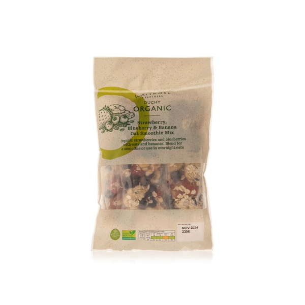 اشتري Waitrose Duchy organic frozen strawberry & banana oat smoothie mix 4 x 110g في الامارات