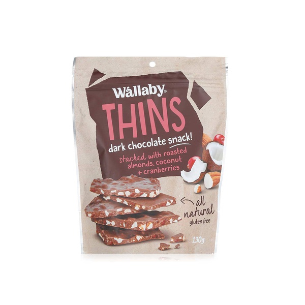 Wallaby Gluten-Free Dark Chocolate and Cranberry Thins 130g