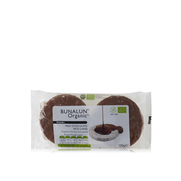 Buy Bunalun organic milk chocolate rice cakes 100g in UAE