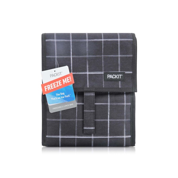 Packit Freezable Lunch Bag Black Grid