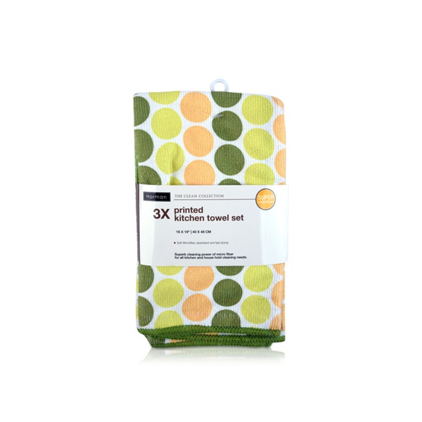 Harman Kitchen Tea Towels Green 40x48cm x 3