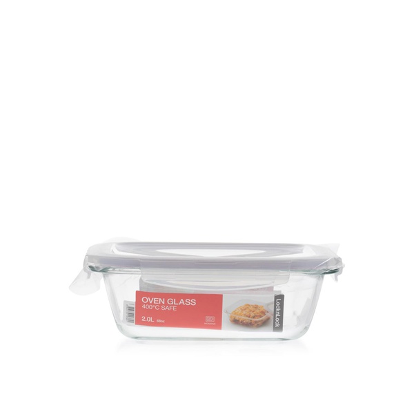 Lock & Lock Square Glass Container and Lid 2 litre