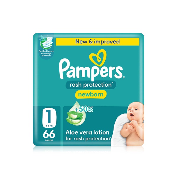 Pampers Rash Protection Size 1 Diapers x 66 (2-5kg)