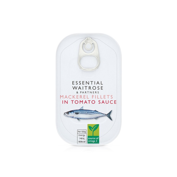 Waitrose Essential Mackerel Fillets In Tomato Sauce 125G