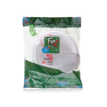 Fun Plastic White Bowl 15cm 50 Pack
