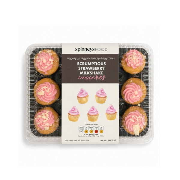 Spinneysfood Mini Strawberry Milkshake Cupcakes x 12 300g