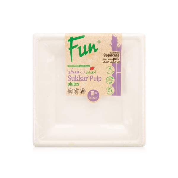 Fun Sukkar Pulp Plates Square 10 Pack