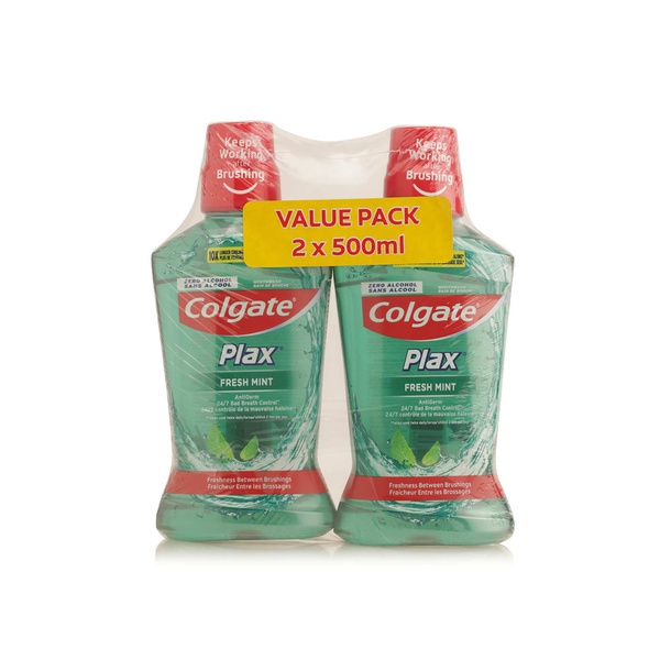 Buy Colgate Plax green mint mouthwash 2x500ml in UAE