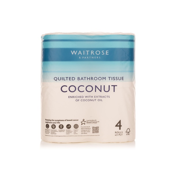 Waitrose Quilted Toilet Tissue 3ply Coconut 4s