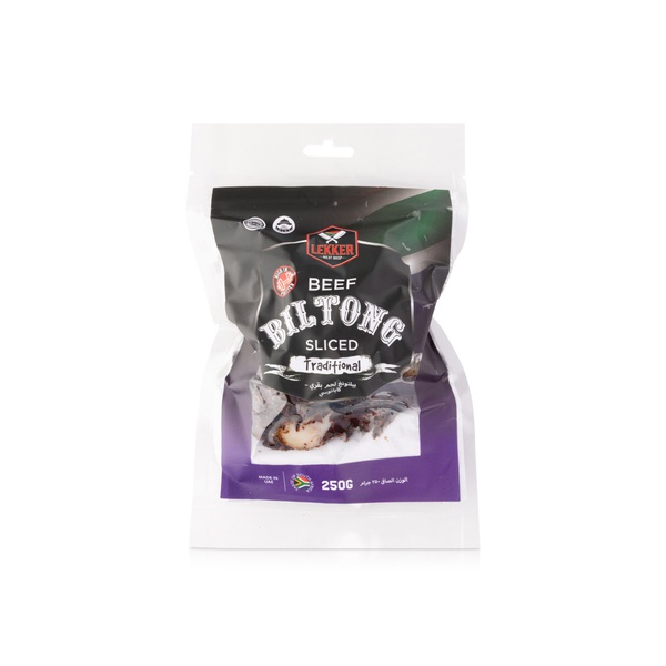 Lekker Beef Biltong Sliced Traditional 250g