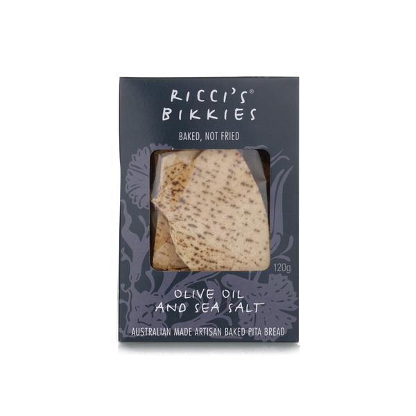Ricci's Bikkies Olive Oil and Sea Salt Baked Pita Bread 120g