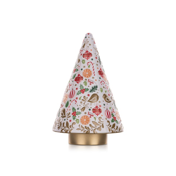 Silver Crane Chocolate Chip Cookies Musical Christmas Tree Tin 300g