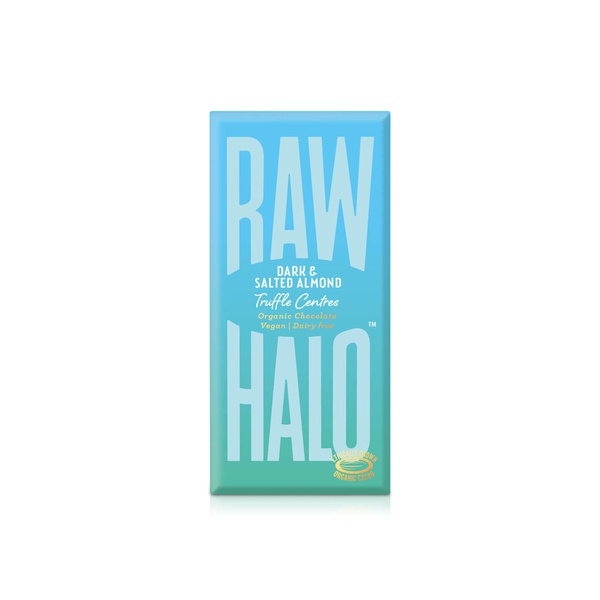 Raw Halo Dark and Salted Almond Truffle Centre Organic Vegan Chocolate 90g