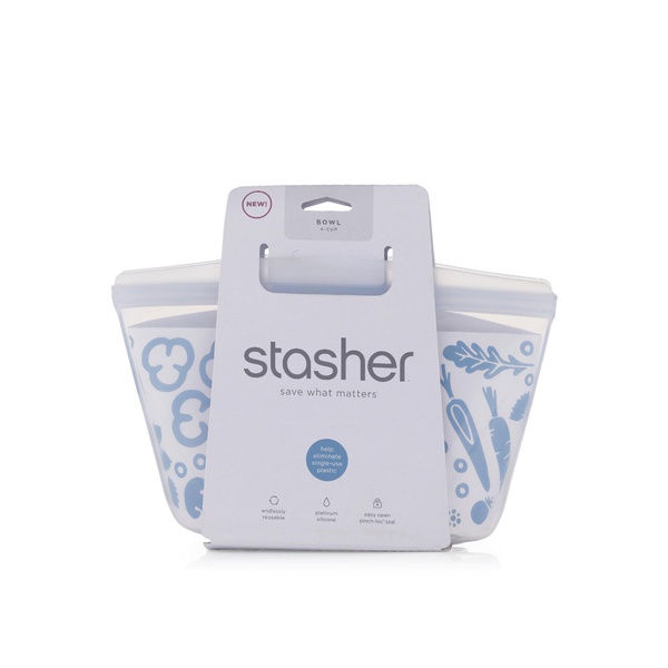 Buy Stasher reusable food storage bowl clear 4 cups 950ml in UAE