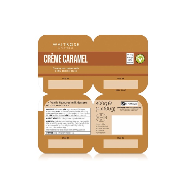Waitrose Creme Caramel 400g x 4