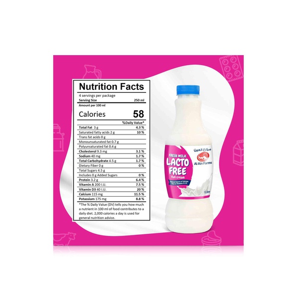 Al Ain Farms Lactose - Free Full Cream Fresh Milk 1 litre