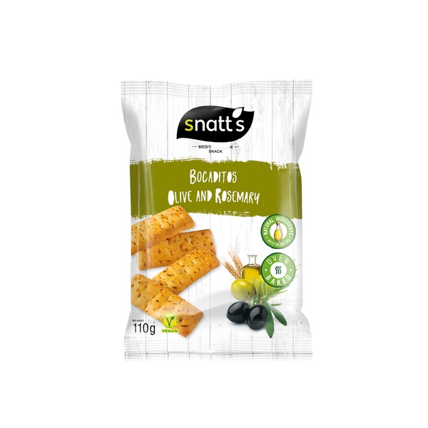 Buy Snatts bocaditos snack olive & rosemary 110g in UAE