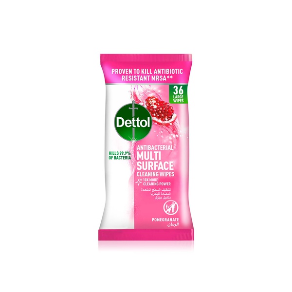Dettol Antibacterial Multi Surface Large Cleaning Wipes Pomegranate x 36