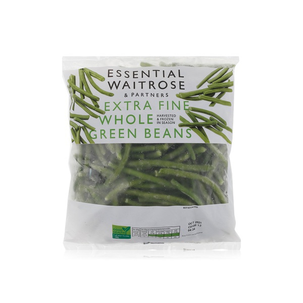 Buy Waitrose Essential frozen extra-fine whole green beans 500g in UAE