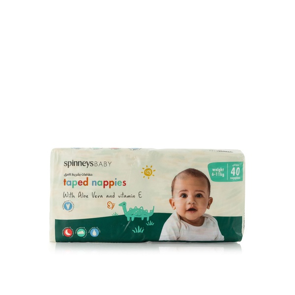 Spinneysbaby Taped Nappies with Aloe Vera & Vitamin E Medium  x 40 (6-11kg)