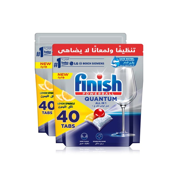 Finish Powerball Quantum All in One Dishwasher Tablets Lemon Sparkle 40 x 2