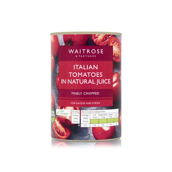 Waitrose Finely Chopped Italian Tomatoes in Natural Juice 400g