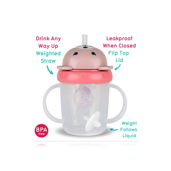 Tum Tum Tots Tippy Up Sippy Cup with Straw Pink 200ml