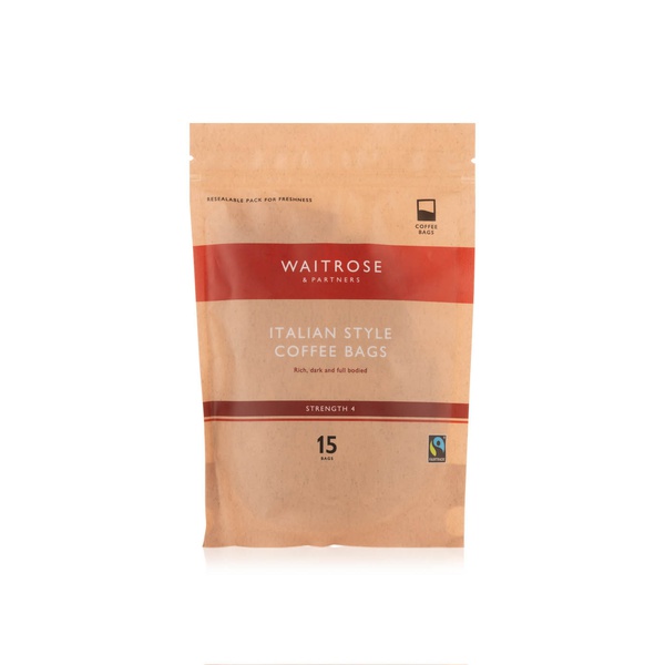 Buy Waitrose Fairtrade Italian Dark Coffee 15 Bags in UAE