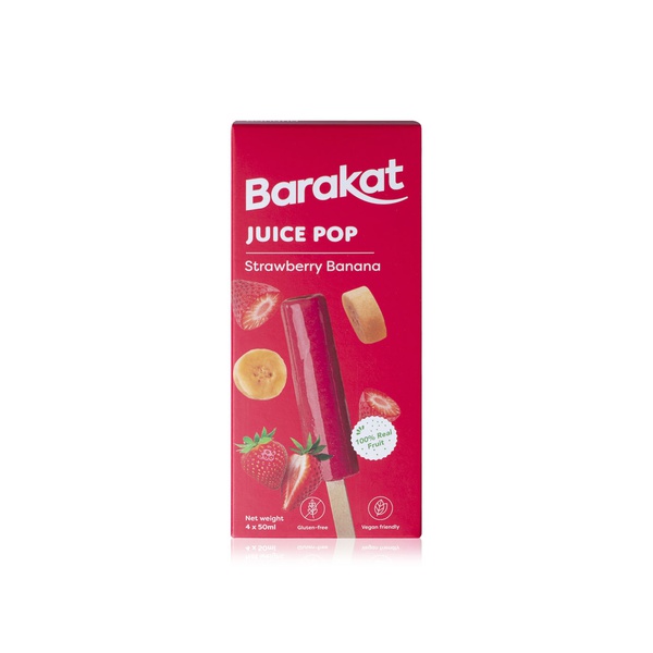 Buy Barakat strawberry banana ice pops 4x50ml in UAE