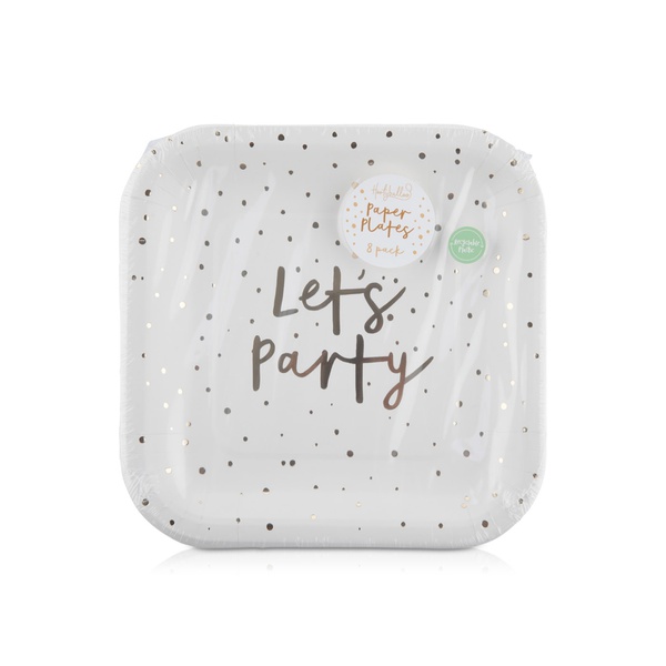 Hootyballoo Let's Party Gold 9 inches Paper Plates 8s