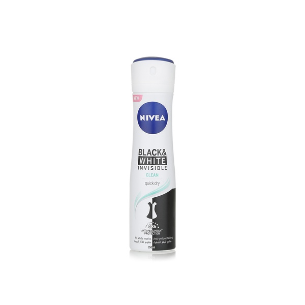 Buy Nivea Black & White invisible deodorant spray 150ml in UAE