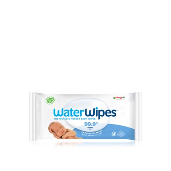 Waterwipes Original Plastic Free Baby Wipes, 60 Wet Wipes, 99.9% Water Based Wet Wipes & Unscented for Sensitive Skin
