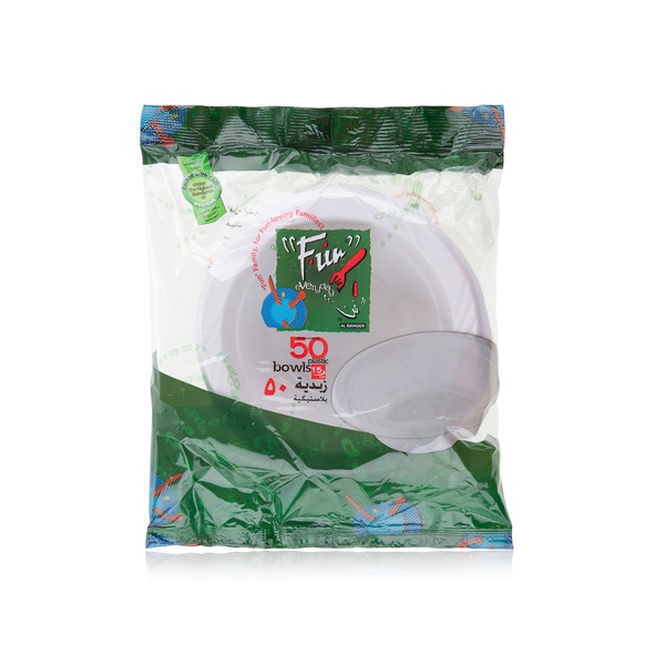 اشتري Fun plastic white bowl 15cm 50 pack في الامارات