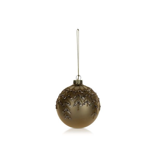 Festive Gold Glitter Ball Ornament 8cm