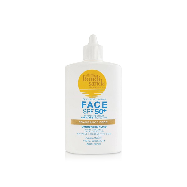 Buy Bondi Sands SPF 50+ fragrance free face sunscreen lotion 50ml in UAE