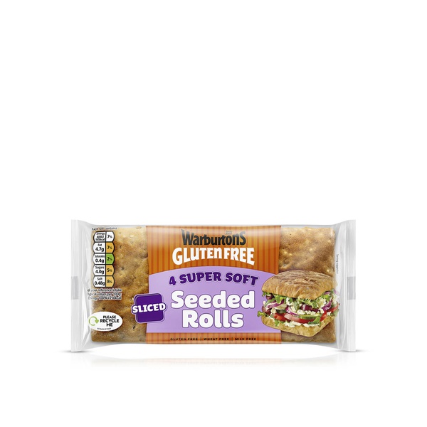 Warburtons Gluten Free Super Soft Sliced Seeded Rolls x4