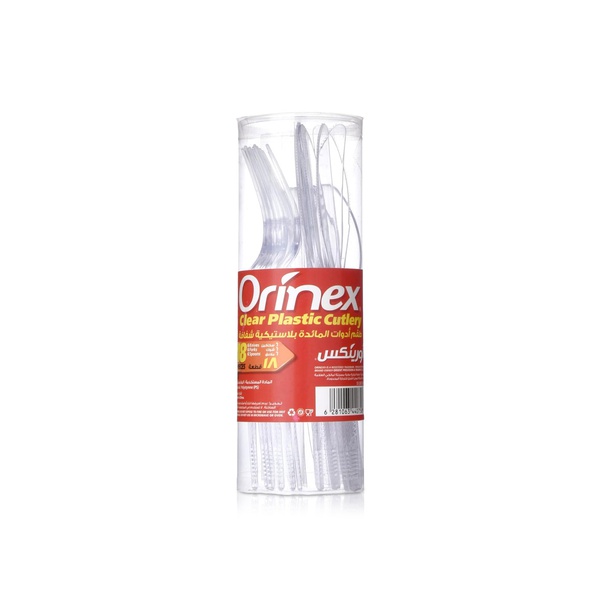 Orinex Clear Plastic Spoons, Forks & Knives x 18