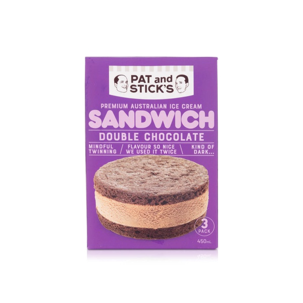 Pat And Sticks Double Chocolate Ice Cream Sandwich 3 Pack 450Ml