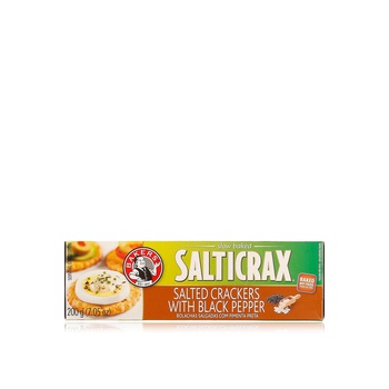 Bakers Salticrax Salted Crackers with Black Pepper 200g