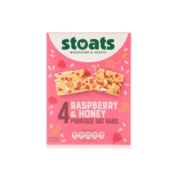 Buy Stoats raspberry and honey porridge bars 4x42g in UAE