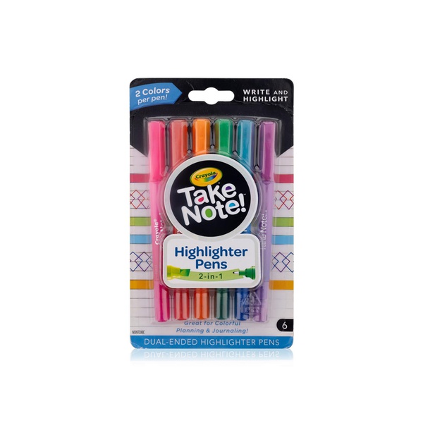 Crayola Take Note Dual Tip Highlighter Pens x 6