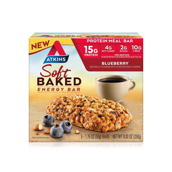 Atkins Soft Baked Energy Bar Blueberry X 5 250g