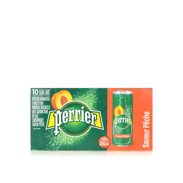 اشتري Perrier carbonated water slim can peach 10 x 250ml في الامارات