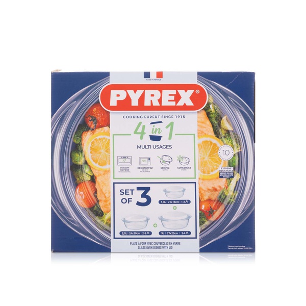 Pyrex Glass Casserole Dishes with Lids 3 Pieces