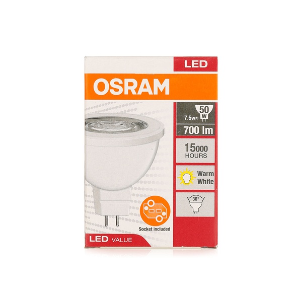 Buy Osram LED value bulb 7.5w warm white in UAE